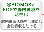 Bio MOSとBioFOSで腸内環境を活性化。腸内細菌活動を活発にし食物吸収を助ける。